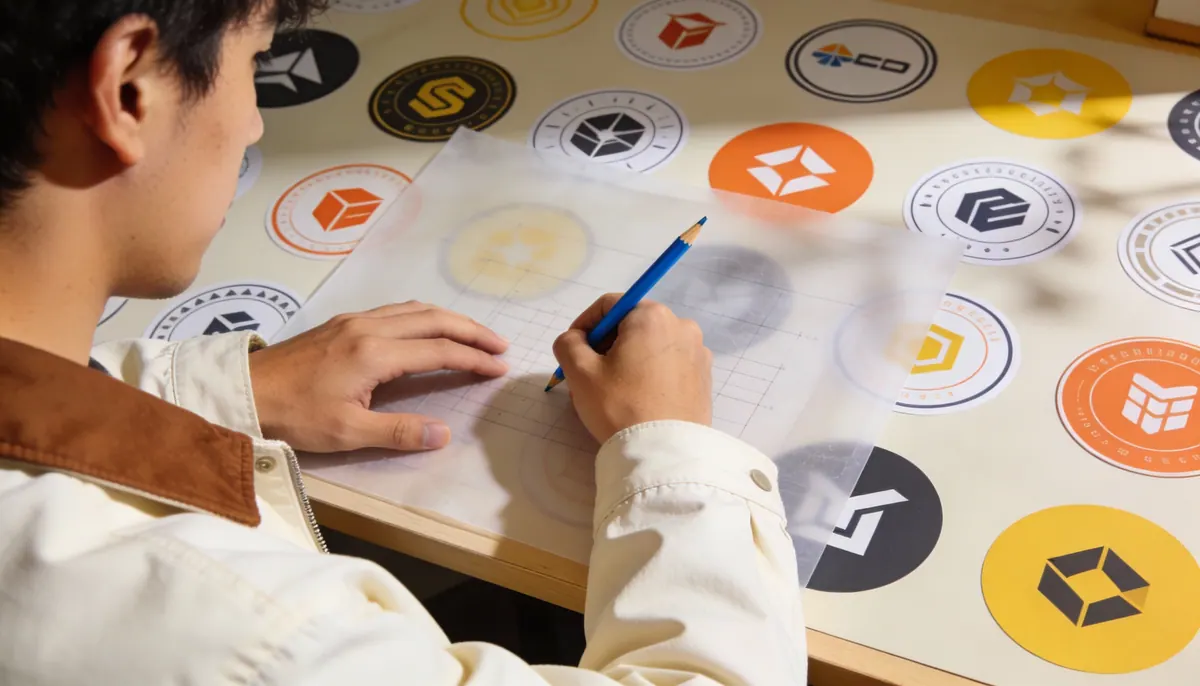 A designer sketching icons at a drafting table