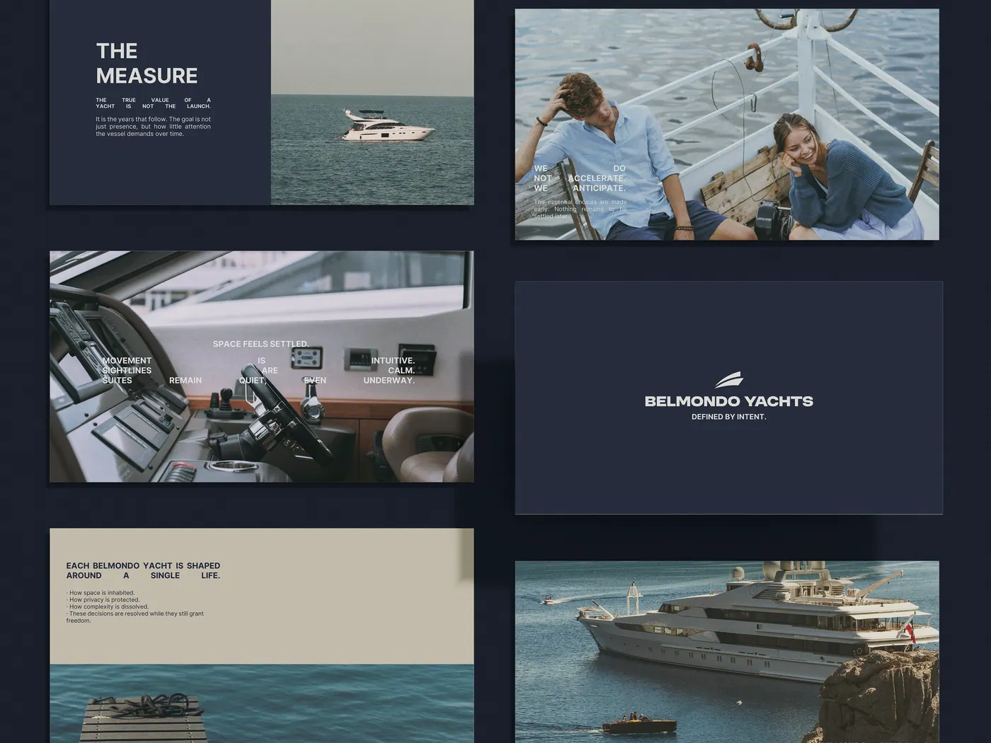 Belmondo Yachts presentation slides in a grid