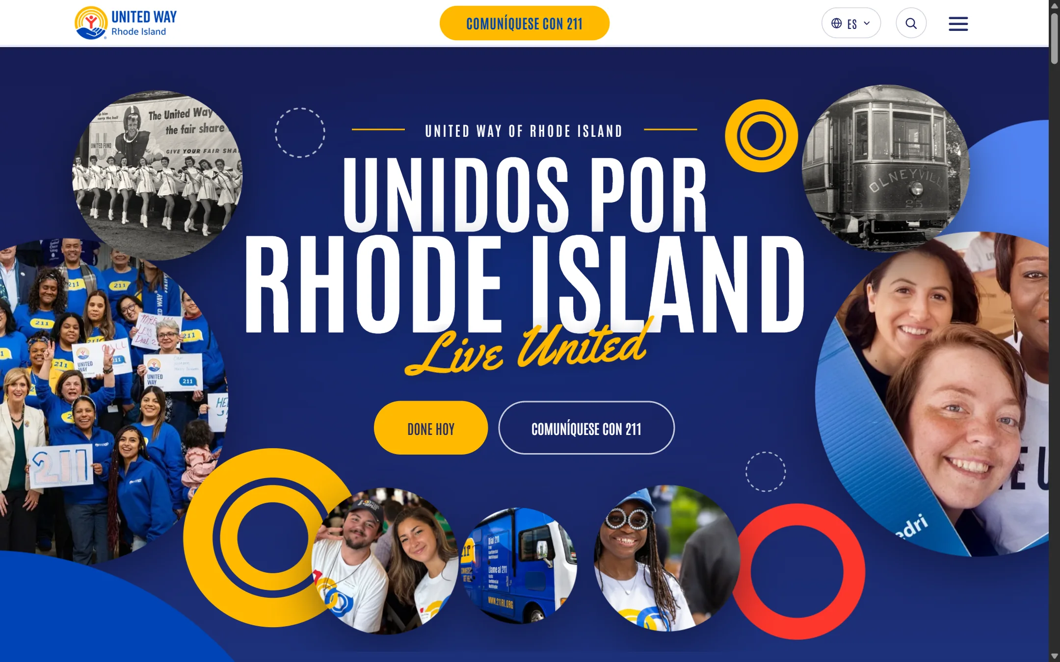 The Spanish homepage: Unidos por Rhode Island