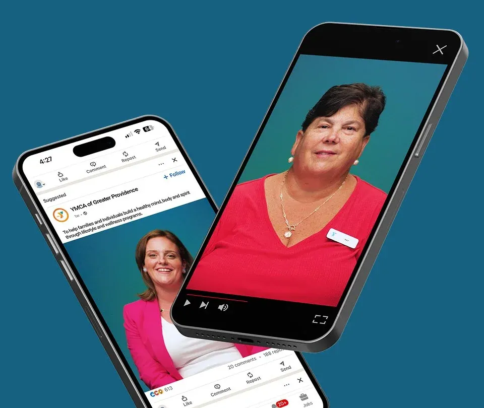 YMCA video posts on two phones