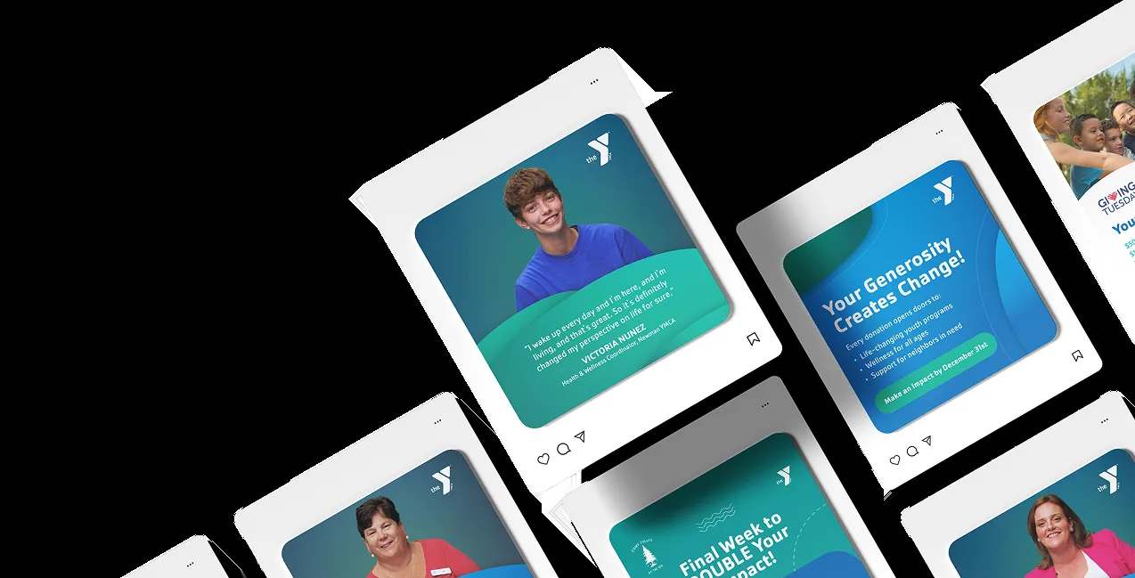 A spread of YMCA social posts